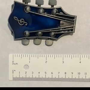 New Blue Guitar musician belt buckle approx. 4" inches fits 1.5 belt buckle